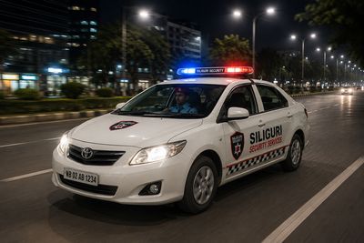 Siliguri Security Services branded patrol car on night duty